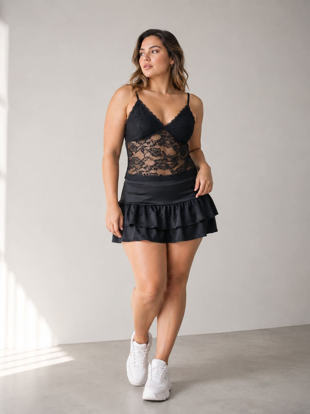 Musculosa encaje negra